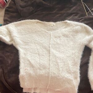 Chelsea & Violet Cream V-Neck Sweater runs small